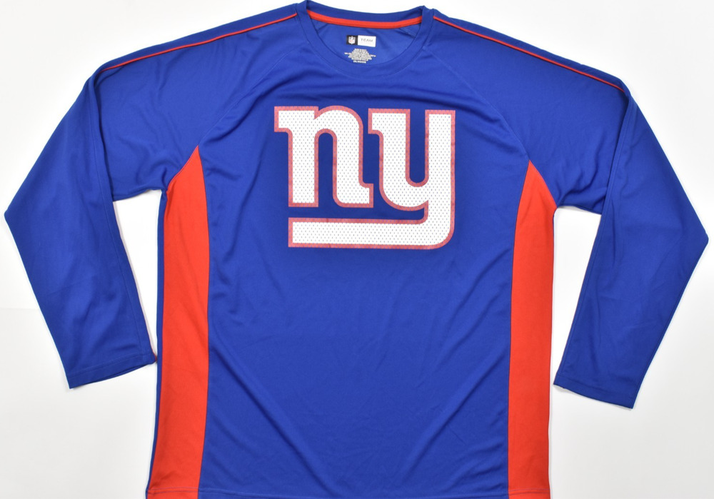 NFL Team Apparel Men's 2XL New York Giants Long Sleeve Shirt Blue Red NY Graphic